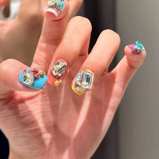 Whimsical Colorful Gem Press-On Nails