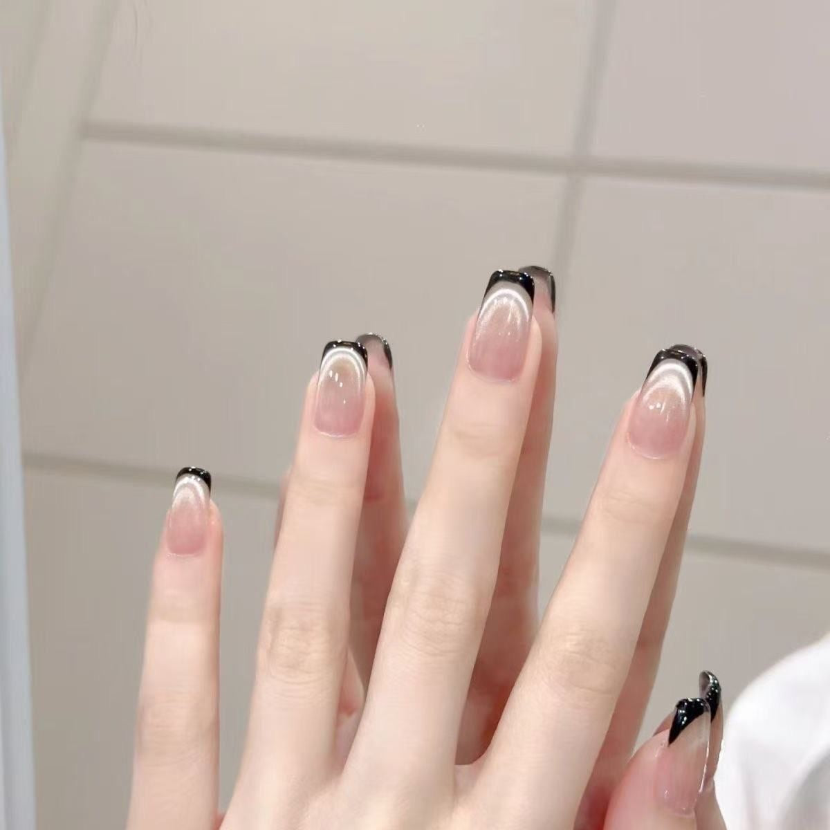 Chic Black & White French Tip Press-On Nails
