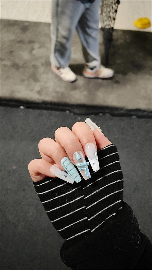 Whimsical Snake & Gem Fantasy Press-On Nails