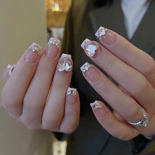 Crystal Romance – Handmade Press-On Nails