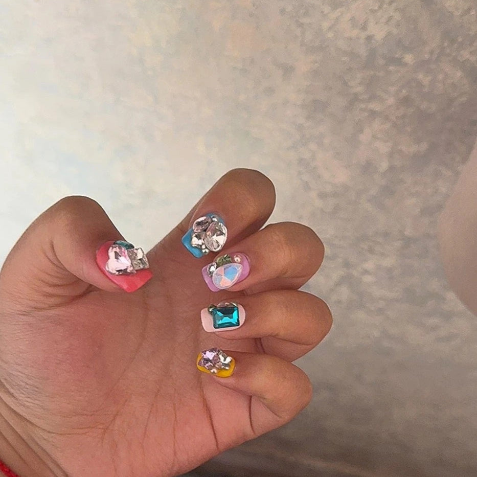 Whimsical Colorful Gem Press-On Nails