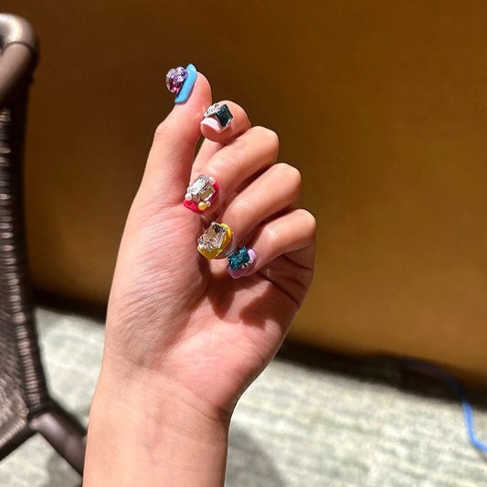 Whimsical Colorful Gem Press-On Nails