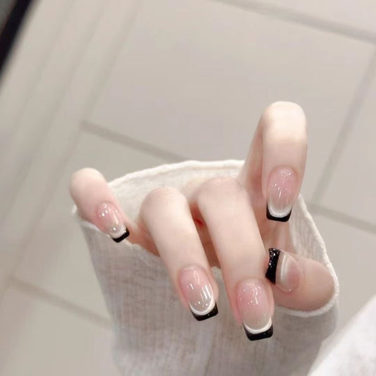 Chic Black & White French Tip Press-On Nails
