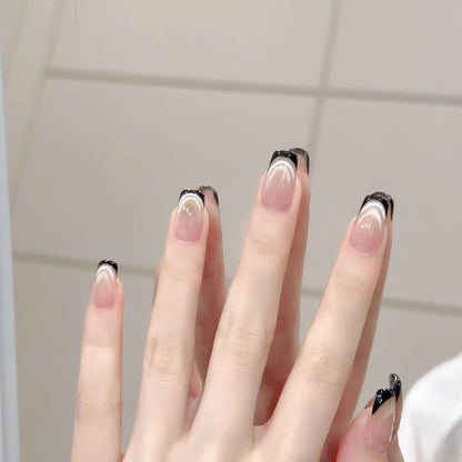 Chic Black & White French Tip Press-On Nails