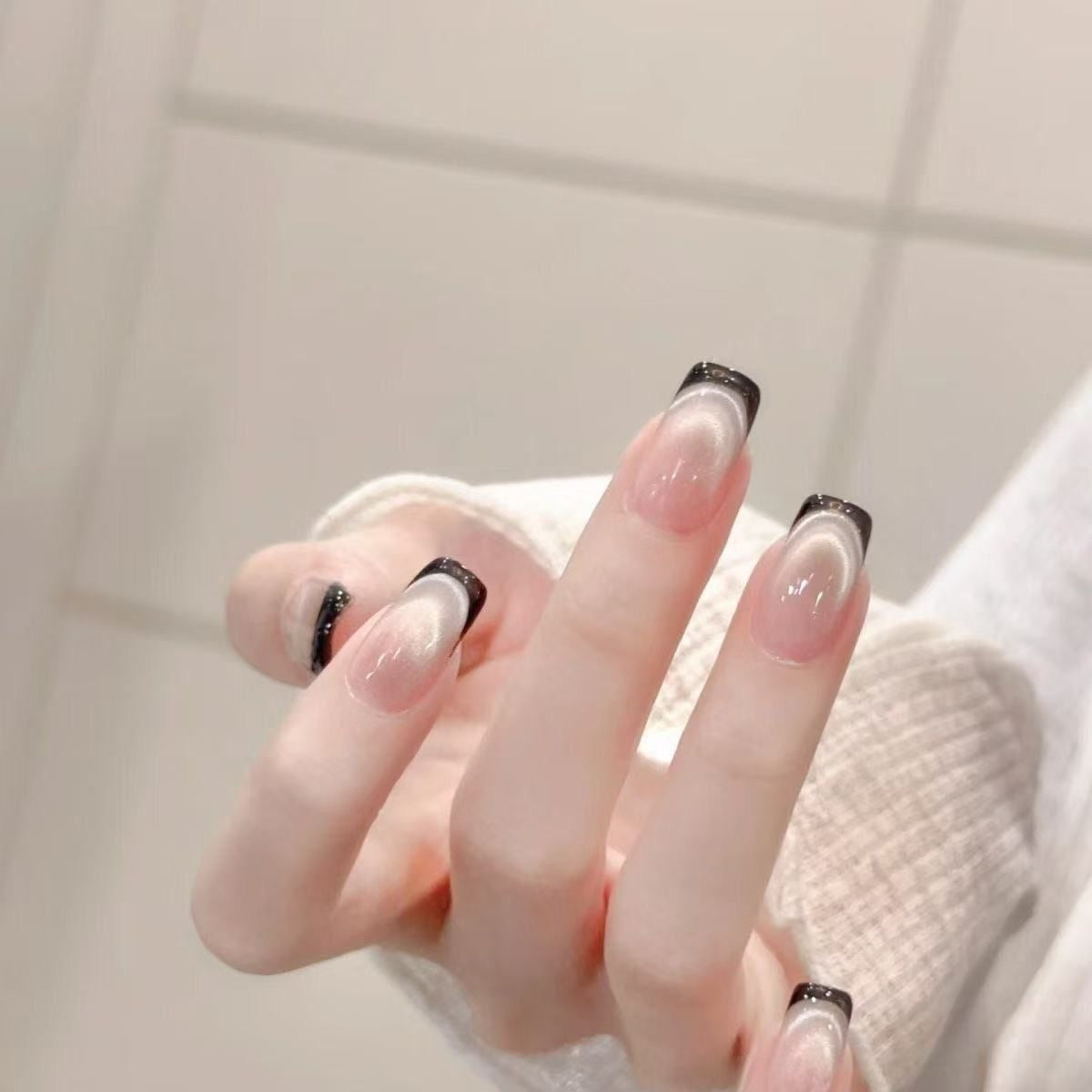 Chic Black & White French Tip Press-On Nails