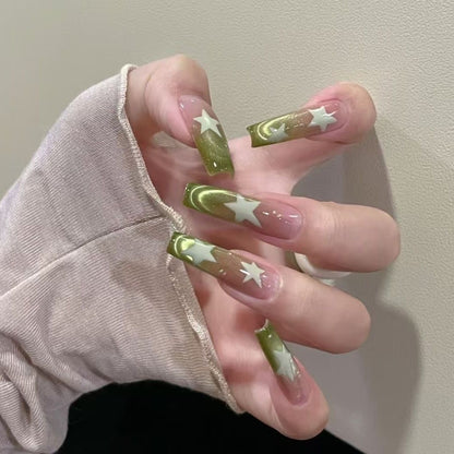 Starry Olive Gradient Press-On Nails