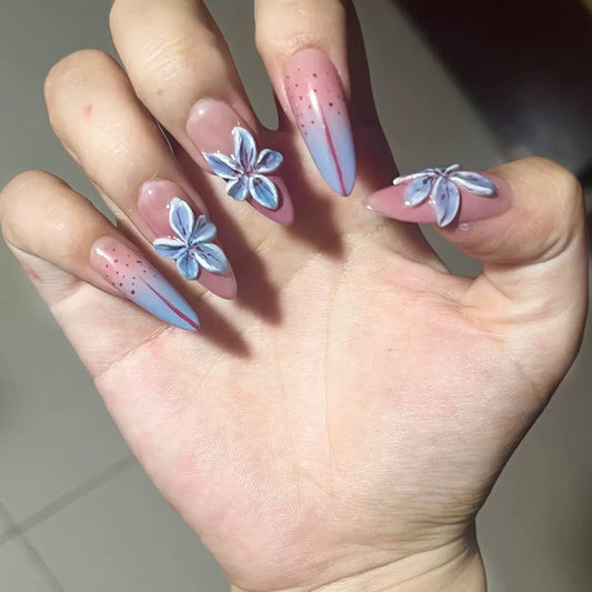 Midnight Blossom – Handmade Press-On Nails