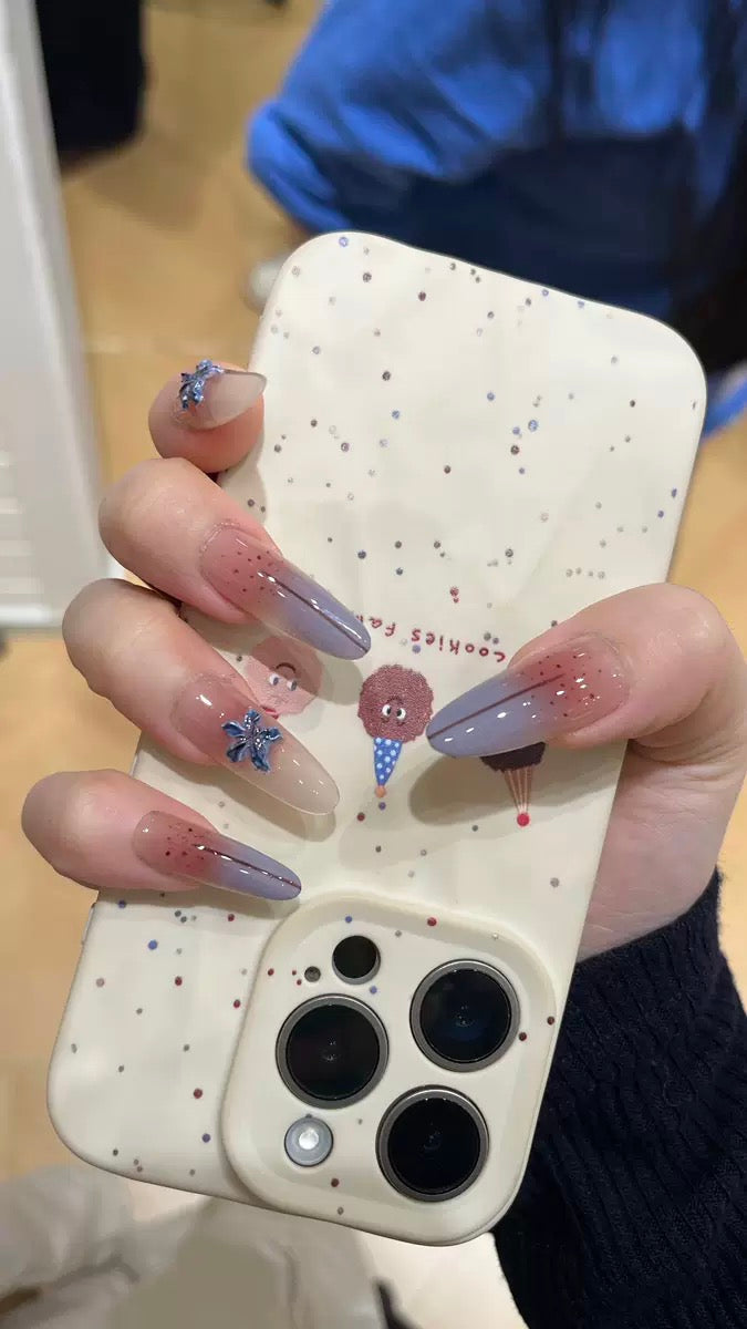 Midnight Blossom – Handmade Press-On Nails