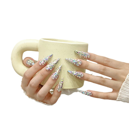 Rainbow Crystal Glam Handmade Press-On Nails