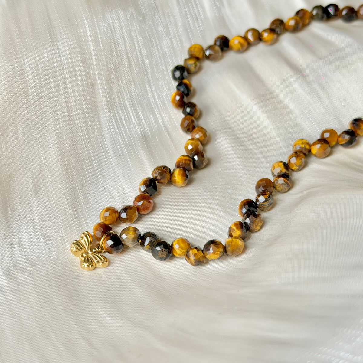 Handmade Faceted Natural Tiger’s Eye Necklace & Earring Set | Necklace 40-45cm Adjustable