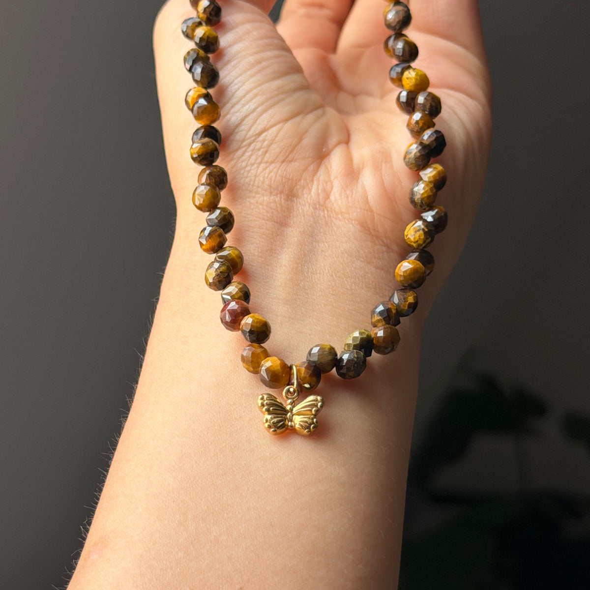 Handmade Faceted Natural Tiger’s Eye Necklace & Earring Set | Necklace 40-45cm Adjustable
