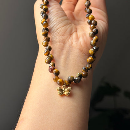 Handmade Faceted Natural Tiger’s Eye Necklace & Earring Set | Necklace 40-45cm Adjustable