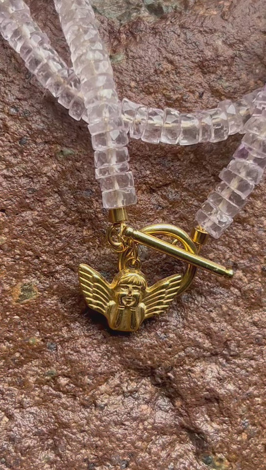 Rose Quartz Guardian Angel Necklace