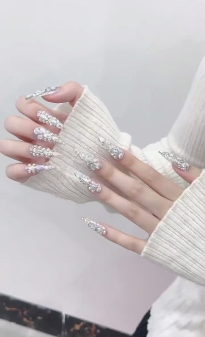 Rainbow Crystal Glam Handmade Press-On Nails
